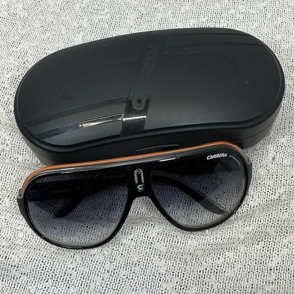Carrera Speedway Aviator Sunglasses Black Red Orange Unisex Men Women